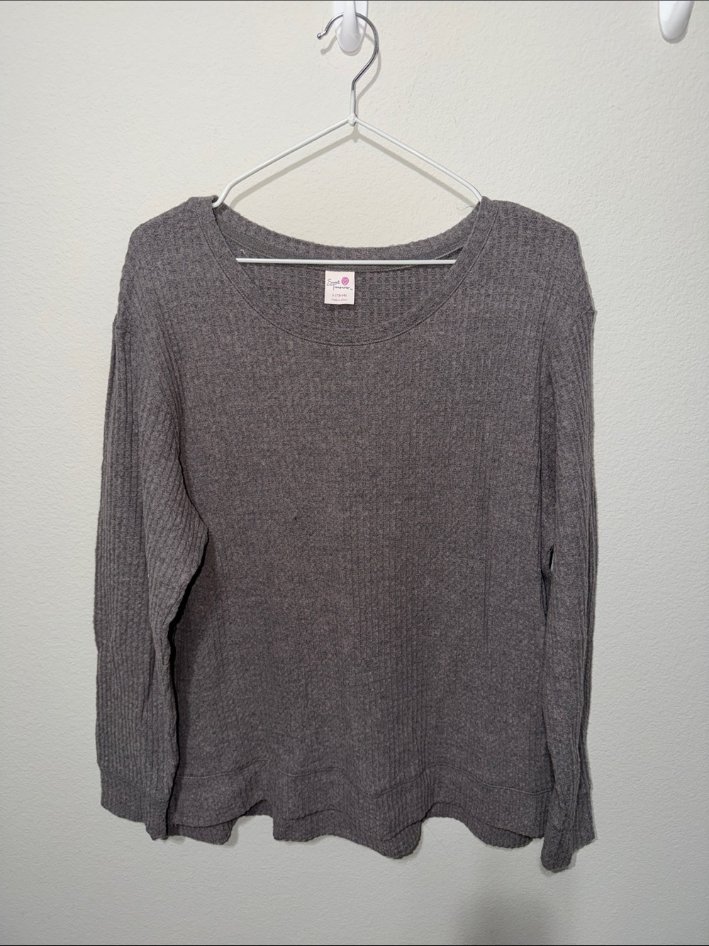 NWOT Secret Treasures Gray Ribbed Long Sleeve Knit Top